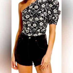 Floral one puff shoulder Free People bodysuit